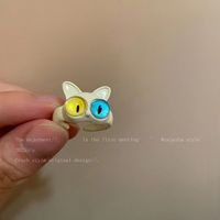 Süß Katze Legierung Inlay Künstliche Perlen Glas Unisex Offener Ring sku image 18
