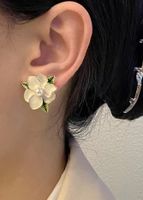1 Pair Sweet Classic Style Flower Enamel Plating Inlay Alloy Pearl Gold Plated Ear Cuffs main image 4