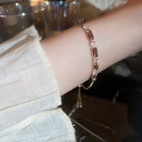 Sweet Colorful Rectangle Copper Inlay Zircon Bracelets main image 4