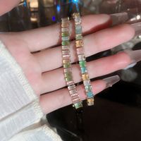 Sweet Colorful Rectangle Copper Inlay Zircon Bracelets main image 5