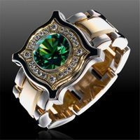 Streetwear Square Alloy Plating Inlay Artificial Gemstones Men's Rings sku image 6