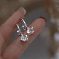 1 Pair Sweet Star Plating Inlay Copper Artificial Gemstones Drop Earrings sku image 2