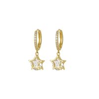 1 Pair Sweet Star Plating Inlay Copper Artificial Gemstones Drop Earrings main image 3