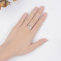 Großhandel Schmuck Dame Herzform Metall Künstlicher Diamant Inlay Offener Ring main image 4