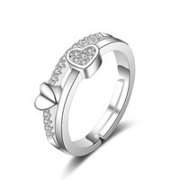 Großhandel Schmuck Dame Herzform Metall Künstlicher Diamant Inlay Offener Ring main image 3