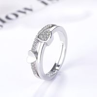 Wholesale Jewelry Lady Heart Shape Metal Artificial Diamond Inlay Open Rings sku image 1