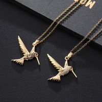 Einfacher Stil Vogel Kupfer Inlay Zirkon Halskette Mit Anhänger main image 3