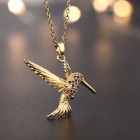 Einfacher Stil Vogel Kupfer Inlay Zirkon Halskette Mit Anhänger main image 1