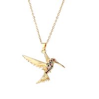 Einfacher Stil Vogel Kupfer Inlay Zirkon Halskette Mit Anhänger main image 5