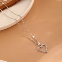 Sweet Heart Shape Titanium Steel Plating Inlay Zircon Pendant Necklace main image 2