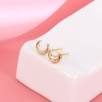 1 Pair Simple Style Moon Plating Inlay Sterling Silver Zircon 18k Gold Plated Ear Studs main image 5