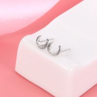 1 Pair Simple Style Moon Plating Inlay Sterling Silver Zircon 18k Gold Plated Ear Studs main image 4