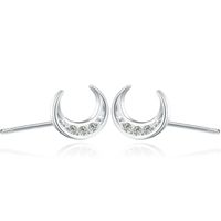 1 Pair Simple Style Moon Plating Inlay Sterling Silver Zircon 18k Gold Plated Ear Studs main image 2