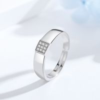 Dame Quadrat Herzform Sterling Silber Inlay Zirkon Offener Ring sku image 2