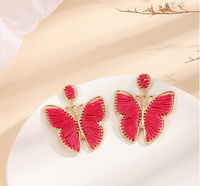 1 Pair Lady Butterfly Raffia Drop Earrings main image 4