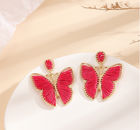 1 Pair Lady Butterfly Raffia Drop Earrings sku image 1