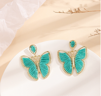 1 Pair Lady Butterfly Raffia Drop Earrings main image 3