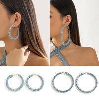 1 Pair Vintage Style Round Denim Hoop Earrings main image 1