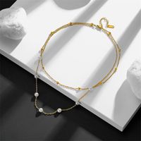 Stainless Steel 18K Gold Plated Elegant Plating Solid Color Layered Necklaces main image 5