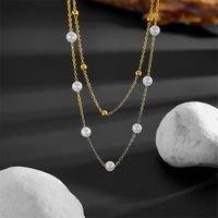 Stainless Steel 18K Gold Plated Elegant Plating Solid Color Layered Necklaces main image 1