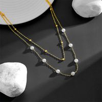 Stainless Steel 18K Gold Plated Elegant Plating Solid Color Layered Necklaces main image 2