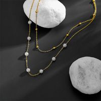 Stainless Steel 18K Gold Plated Elegant Plating Solid Color Layered Necklaces main image 3