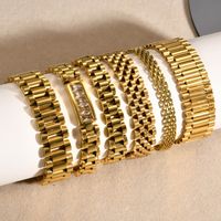 304 Stainless Steel 18K Gold Plated IG Style Plating Inlay Solid Color Zircon Bracelets main image 10