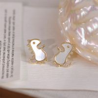 1 Pair Cute Simple Style Dinosaur Plating Inlay Copper Shell Zircon 14k Gold Plated Ear Studs main image 4