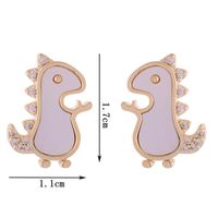 1 Pair Cute Simple Style Dinosaur Plating Inlay Copper Shell Zircon 14k Gold Plated Ear Studs main image 5