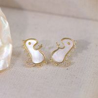 1 Pair Cute Simple Style Dinosaur Plating Inlay Copper Shell Zircon 14k Gold Plated Ear Studs main image 3