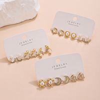 1 Set Nordic Style Basic Flower Butterfly Inlay Zinc Alloy Artificial Rhinestones Artificial Pearls Earrings main image 2
