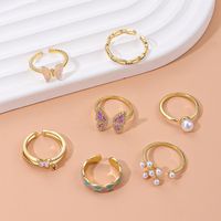 Ig Style Basic Geometric Butterfly Copper Plating Inlay Zircon 14k Gold Plated Open Rings main image 4