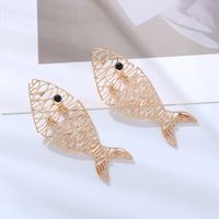 1 Pair Elegant Luxurious Fish Hollow Out Inlay Alloy Artificial Gemstones Ear Studs main image 6