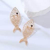 1 Pair Elegant Luxurious Fish Hollow Out Inlay Alloy Artificial Gemstones Ear Studs main image 3