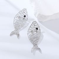 1 Pair Elegant Luxurious Fish Hollow Out Inlay Alloy Artificial Gemstones Ear Studs main image 4
