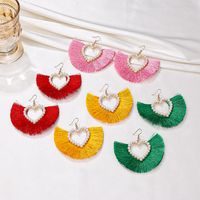 1 Pair Vacation Sector Heart Shape Plating Inlay Alloy Artificial Pearls 14k Gold Plated Drop Earrings main image 1
