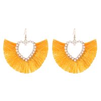 1 Pair Vacation Sector Heart Shape Plating Inlay Alloy Artificial Pearls 14k Gold Plated Drop Earrings sku image 2