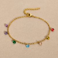 Simple Style Geometric Stainless Steel Plating Inlay Zircon Gold Plated Women's Anklet main image 3