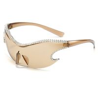 Original Design Solid Color Pc Special-shaped Mirror Diamond Frameless Men's Sunglasses main image 5