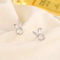 1 Pair Cute Bunny Ears Inlay Copper Zircon Ear Studs sku image 2