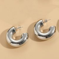 1 Pair Elegant Luxurious Classic Style C Shape Round Solid Color Plating 304 Stainless Steel Earrings sku image 4