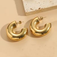 1 Pair Elegant Luxurious Classic Style C Shape Round Solid Color Plating 304 Stainless Steel Earrings sku image 9