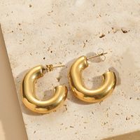 1 Pair Elegant Luxurious Classic Style C Shape Round Solid Color Plating 304 Stainless Steel Earrings sku image 8