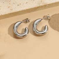 1 Pair Elegant Luxurious Classic Style C Shape Round Solid Color Plating 304 Stainless Steel Earrings sku image 5