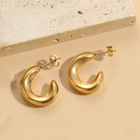 1 Pair Elegant Luxurious Classic Style C Shape Round Solid Color Plating 304 Stainless Steel Earrings sku image 7