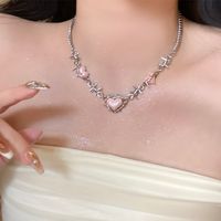 Japanese Style Sweet Heart Shape Bow Knot Alloy Wholesale Pendant Necklace main image 5