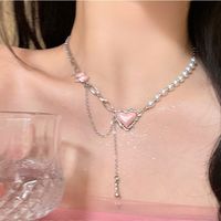 Japanese Style Sweet Heart Shape Bow Knot Alloy Wholesale Pendant Necklace main image 4
