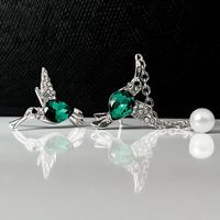 1 Pair Elegant Bird Pearl Plating Inlay Metal Artificial Gemstones Ear Studs main image 1