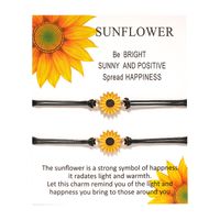 Simple Style Sunflower Alloy Wax Line Enamel Plating Couple Drawstring Bracelets main image 5