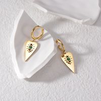 1 Pair Retro French Style Devil'S Eye Heart Shape Plating Inlay 304 Stainless Steel Natural Stone 18K Gold Plated Drop Earrings main image 3